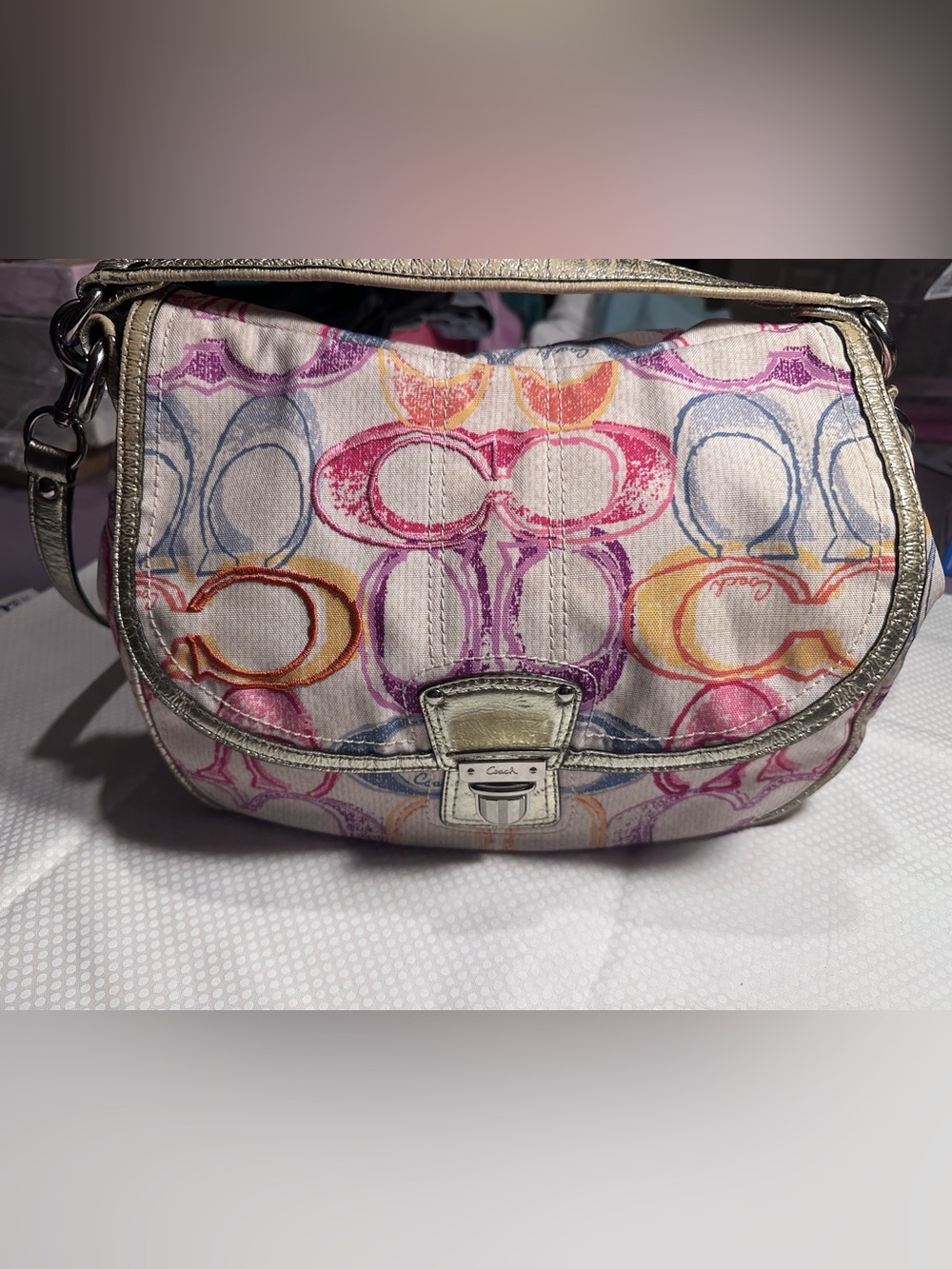 Coach Poppy Dream C 19020 Multicolor Signature Hobo Crossbody Bag Y2K